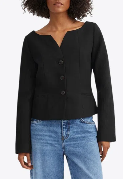 Skall Studio Athena Linen Blazer In Black