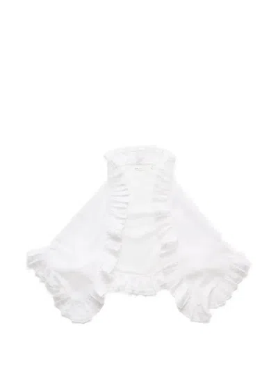 Skall Studio Beatrice Ruffled Lace-trim Scarf In White
