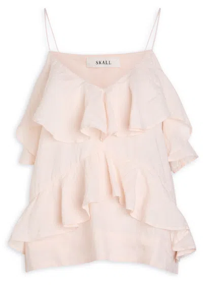 Skall Studio Benedicte Ruffled Linen Top In Neutral