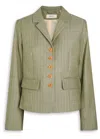 Skall Studio Blonde Pinstripe Wool Jacket In Green
