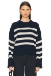 Skall Studio Campa Stripe-intarsia Wool Jumper In Navy & White Sand Stripe