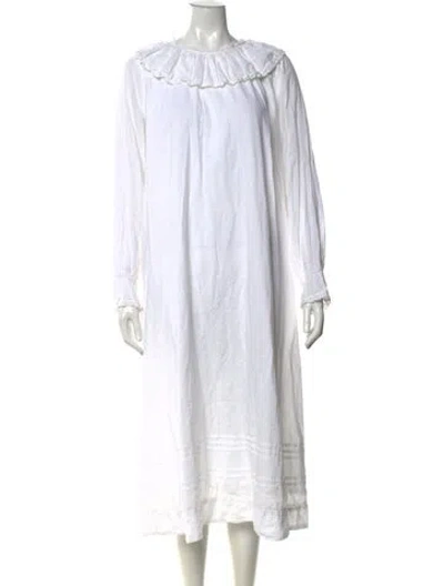 Pre-owned Skall Studio Crew Neck Long Dress In White