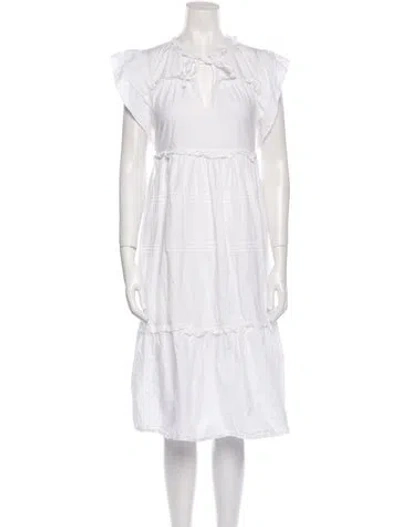 Pre-owned Skall Studio Crew Neck Midi Length Dress In White