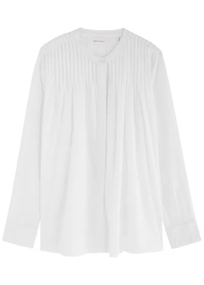 Skall Studio Dot Pintuck Cotton Blouse In White