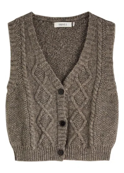 Skall Studio Ebba Cable-knit Wool Waistcoat In Light Brown