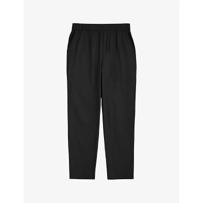 Skall Studio Womens Black Edgar Elasticated-waist Straight-fit Organic-cotton Trousers