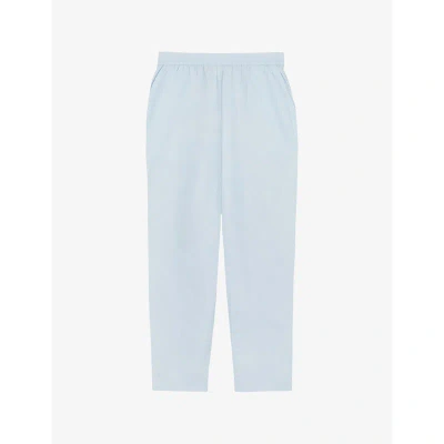 Skall Studio Womens Light Blue Edgar Elasticated-waist Straight-fit Organic-cotton Trousers