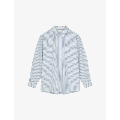 Skall Studio Edgar Stripe-pattern Organic-cotton Shirt In Blue/white Stripe