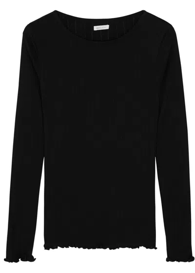 Skall Studio Edie Pointelle Cotton Top In Black