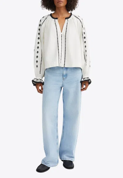 Skall Studio Ella Embroidered Blouse In White