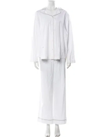 Pre-owned Skall Studio Embroidered Accent Pajamas W/ Tags In White