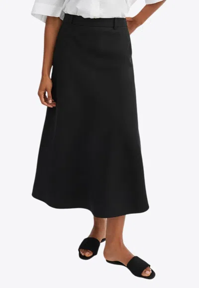Skall Studio Emina Linen Midi Skirt In Black