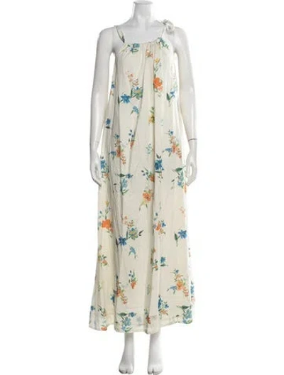 Pre-owned Skall Studio Floral Print Long Dress In Neutrals