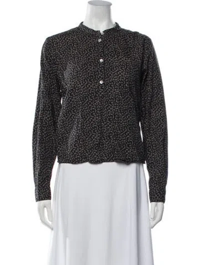 Pre-owned Skall Studio Floral Print Long Sleeve Top In Blue