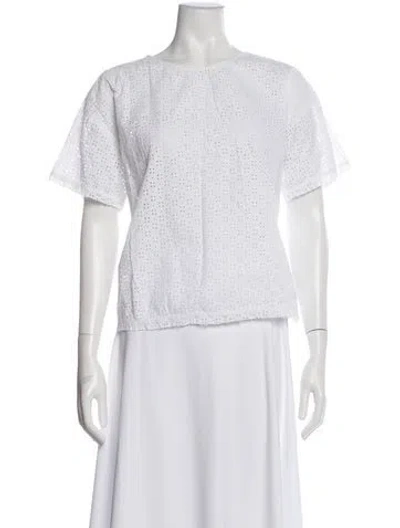 Pre-owned Skall Studio Lace Pattern Crew Neck Top In White