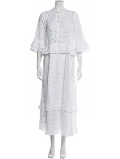 Pre-owned Skall Studio Lace Pattern Long Dress In White