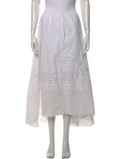 Pre-owned Skall Studio Lace Pattern Long Skirt In White