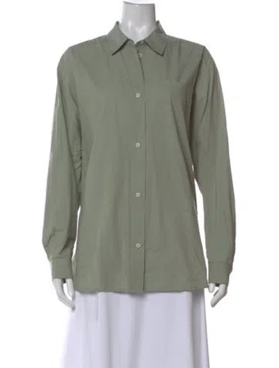 Pre-owned Skall Studio Long Sleeve Button-up Top In Green