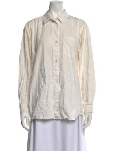 Pre-owned Skall Studio Long Sleeve Button-up Top In Neutrals