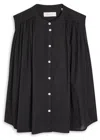 Skall Studio Louise Pleated Cotton Blouse In Black