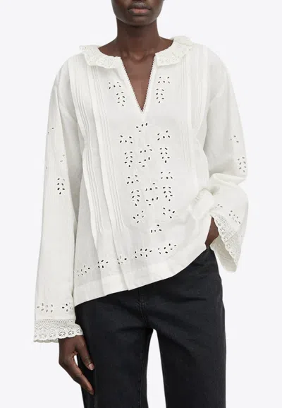 Skall Studio Maya Broderie Anglaise Blouse In White