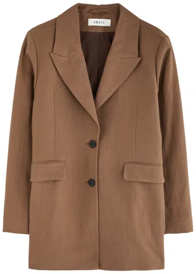 Skall Studio Milan Linen-blend Blazer In Brown