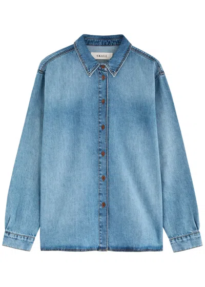 Skall Studio Millington Denim Shirt In Dark Blue