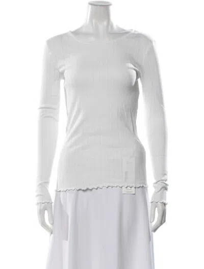 Pre-owned Skall Studio Patterned Crew Neck Top In White