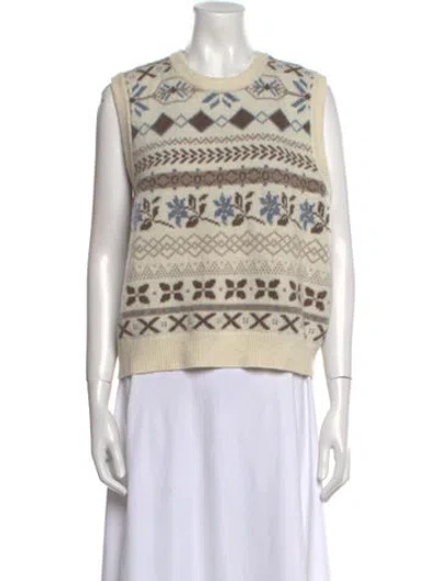 Pre-owned Skall Studio Printed Crew Neck Sweater In Neutral