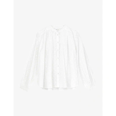 Skall Studio Womens Optic White Rita Dot-embroidered Organic-cotton Shirt