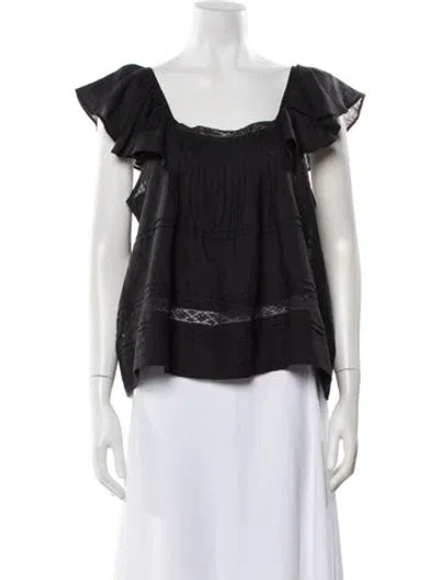 Pre-owned Skall Studio Square Neckline Short Sleeve Blouse W/ Tags In Black