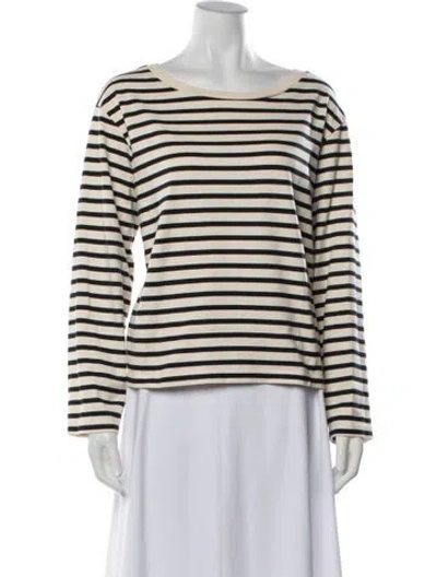 Pre-owned Skall Studio Striped Bateau Neckline Top In Neutrals