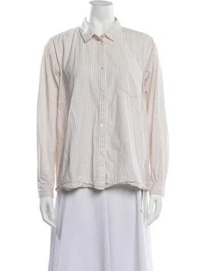 Pre-owned Skall Studio Striped Long Sleeve Button-up Top In Pink