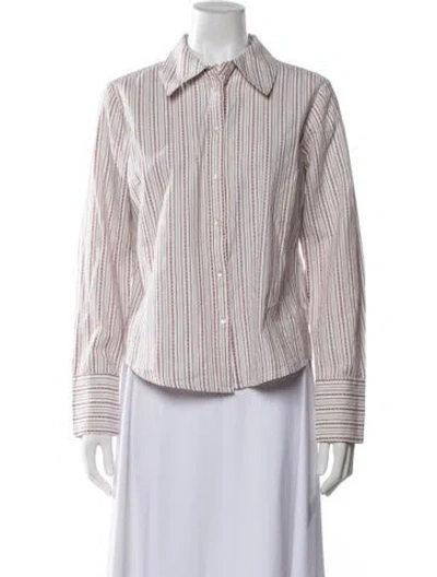 Pre-owned Skall Studio Striped Long Sleeve Button-up Top In Pink