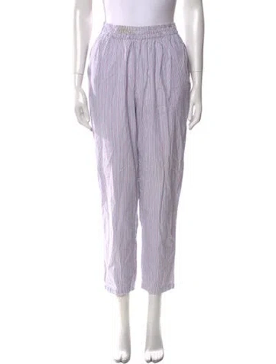 Pre-owned Skall Studio Striped Straight Leg Pants In Purple