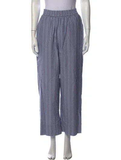 Pre-owned Skall Studio Striped Wide Leg Pants In Blue