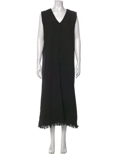 Pre-owned Skall Studio V-neck Long Dress In Black