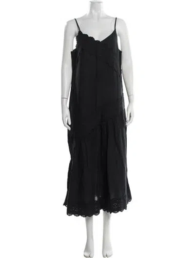 Pre-owned Skall Studio V-neck Long Dress In Black