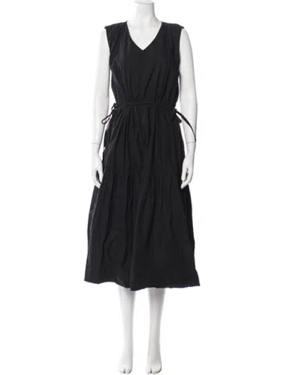 Pre-owned Skall Studio V-neck Midi Length Dress In Black