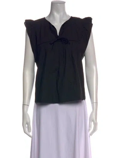 Pre-owned Skall Studio V-neck Sleeveless Top In Black