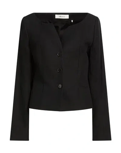 Skall Studio Woman Blazer Black Size 8 Linen, Recycled Cotton, Organic Cotton