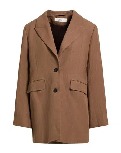 Skall Studio Woman Blazer Light Brown Size 8 Linen, Recycled Cotton, Organic Cotton