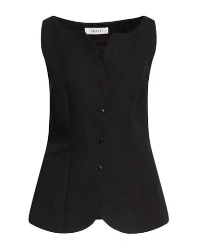 Skall Studio Woman Tailored Vest Black Size 6 Linen, Recycled Cotton, Organic Cotton