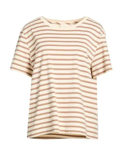 Skall Studio Woman T-shirt Camel Size L Organic Cotton In Animal Print