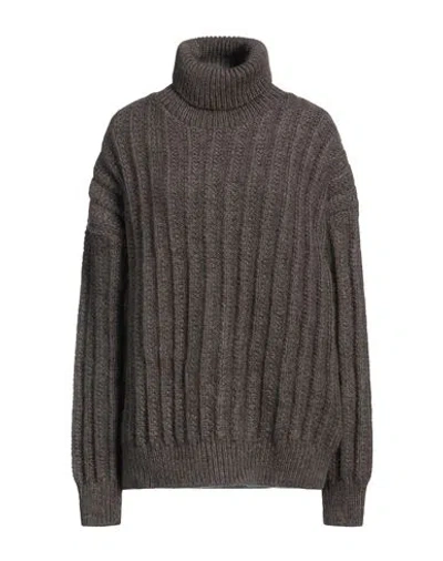Skall Studio Woman Turtleneck Khaki Size M/l Wool In Beige
