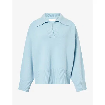 Skall Studio Womens Aqua Dean V-neck Wool Jumper In Blue