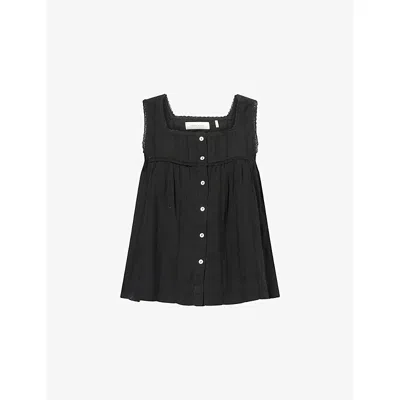 Skall Studio Womens Black Clea Square-neck Cotton Top