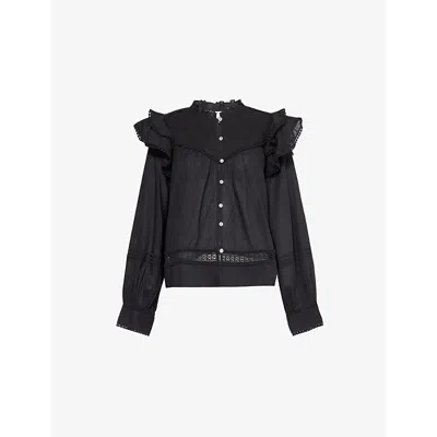 Skall Studio Womens Black Colette Organic-cotton Blouse