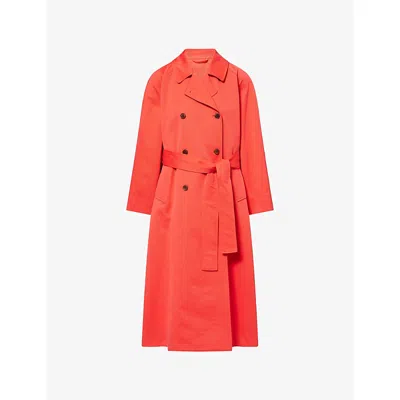 Skall Studio Womens Clear Red Spring Double-breasted Cotton Coat