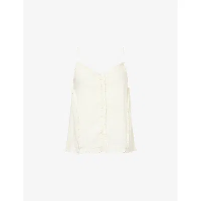 Skall Studio Womens Ecru Madeleine Frilled Linen Top In Multi